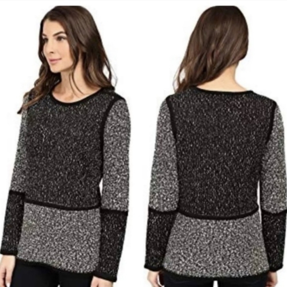 Calvin Klein Colorblock Black Grey Cotton Blend Sweater